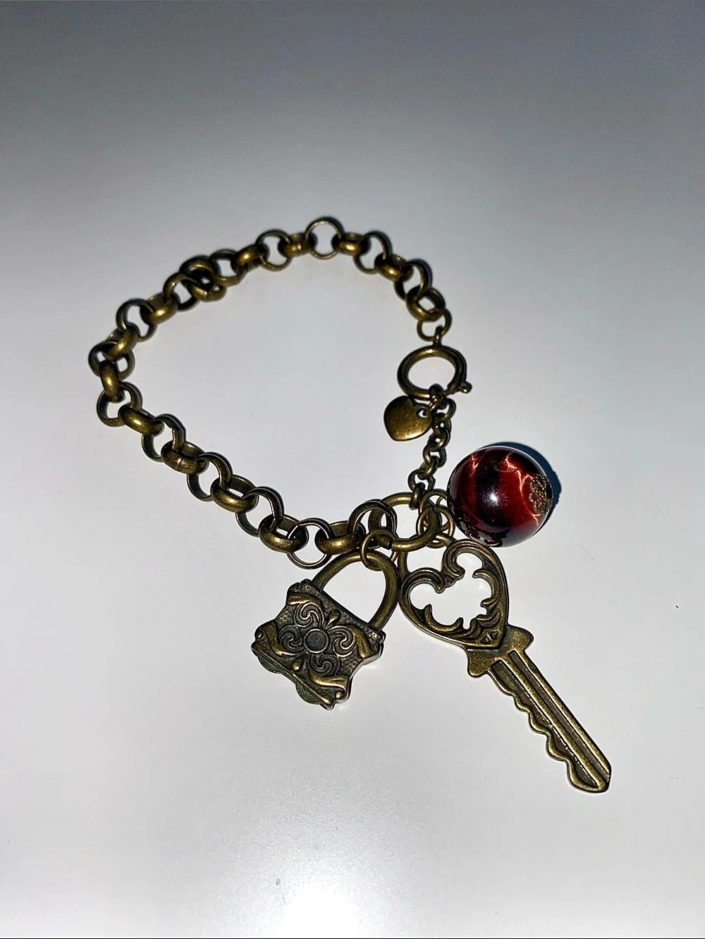 Vintage Charm Bracelet Antique Brass